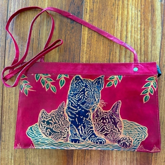 Vintage Genuine Leather Animal Long Strap Made in India Purse - Picture 1 of 13